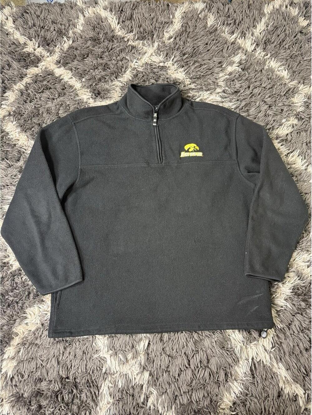Vintage 90s Iowa Hawkeyes Starter Fleece Jacket Men’s XL Black Pullover 1/4 Zip